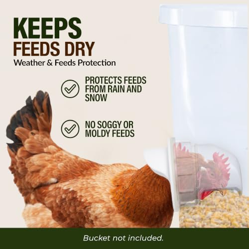 Poultry Pro DIY Chicken Feeder Kit, Weatherproof, 3 Ports & Hole Saw | As Seen on Shark Tank, Gravity Fed Chicken Feeder, for Buckets, Barrels, Bins & Troughs, Poultry Feed (Bucket Not Included) - style: Original Feeder 3 Pack