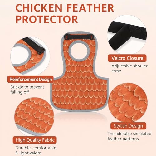Chicken Saddles for Hens 1PC, Chicken Apron Back for Protection with Adjustable Strap, Waterproof, Easy to Wear - Orange Red