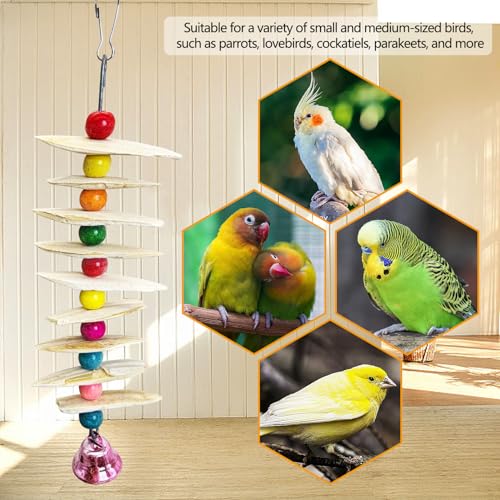 PINVNBY 2 Pack Natural Bird Toys with Cuttlebone Calcium Parakeet Chewing Toy Hanging Bird Beak Grinding Stone Cage Accessories for Parrot Budgie Lovebird Cockatiel (Large) - size: Flaky
