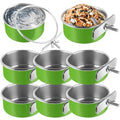 Stainless Steel Bird Bowls for Cage (8 Pack)– Green Hanging Bird Food & Water Feeder Cups with Clamp Holder, Anti-Spill Bird Cage Feeders for Parakeets, Cockatiels, Conures, Budgies & Small Animals - size: 8 pcs