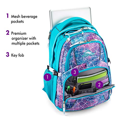 High Sierra Swerve Laptop Backpack, Sequin Facets/Bluebird/White, One Size - color: Sequin Facets/Bluebird/White
