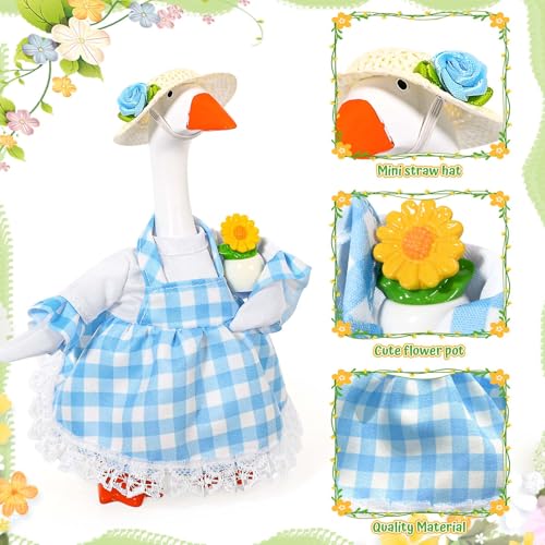 JcHrmers Gardener Desk Goose Outfits 7 Inch Mini Goose Hat Flower Pot Shovel Dress for Spring Magnetic Desk Goose Statue Decor