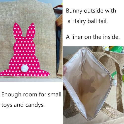 9 Pcs Easter Burlap Bags,Bunny Gifts Bags with Handles,Easter Jute Basket Goody Bags,Reusable Grocery Candy Bag Gifts for Easter Egg Hunt Party Supplies
