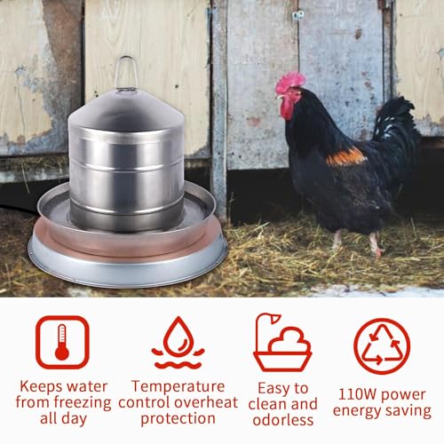 2Pack Chicken Water Heater for Winter，Heated Poultry Waterer Base,with Thermostat and 9.8ft Power Cord, Dia.11in - size: 2PACK