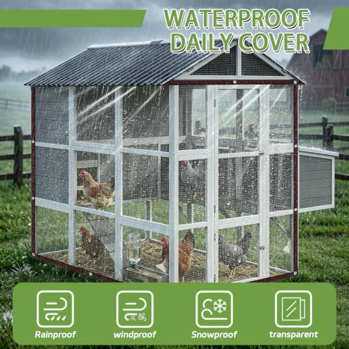 Clear Tarp with Grommets 8x12 ft, 2 Pack 10 Mil Waterproof Vinyl - color: Black Border, size: 8x12 ft-2P