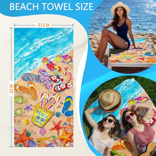 Flip Flops Beach Towel Bag 2 in 1 Colorful Summer Pool Blanket Convertible Drawstring Bag - color: Flip Flops Colorful