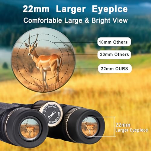8x42 HD Binoculars for Adults High Powered with Phone Adapter and Tripod, Super Bright BAK4 Prism Waterproof Compact Binoculars for Bird Watching Hunting Stargazing Hiking Cruise Travel - style: 8x42