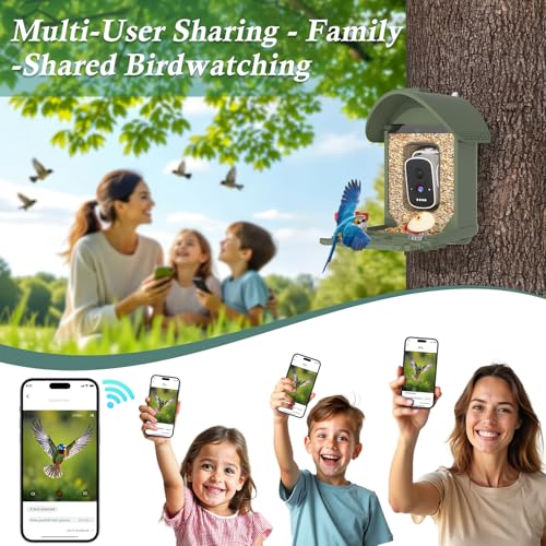 Bird Feeder with Camera, 3K Smart Bird Camera with AI Identification & Bird Bath, Solar Powered Wireless Outdoor Bird House with Spill-Proof Net, Ideal Backyard Watching Gift to Bird Lovers - color: Navy Green