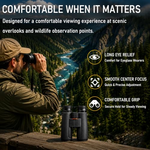 TRV 12x42 Binoculars for Adults, Wildlife, Hiking, Travel, Bird | Perfect for Yellowstone National Park, Wildlife Observation, Hiking & Mountain Viewing with Sharp Outdoor Optics - size: 12x42