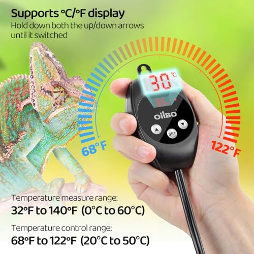 Reptile Dimming Thermostat, PID Thermostats Digital Thermostats for Reptile Heat lamp, Breeding Incubation, Seed Germination (68-122°F/20-50℃)
