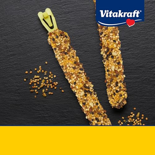 Vitakraft Crunch Sticks Parakeet Treat – 2 Sticks – Sesame and Banana Flavor - Triple Baked with Natural Wood Chew Center - Added Vitamins and Minerals with Cage Clip Holder - size: 1 Ounce (Pack of 1)