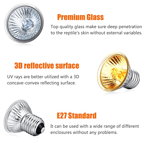 Reptile UV Bulbs, 2 Pack 50W Basking Heat Lamps, Habitat Basking Heat Bulb, UVB Light for Terrariums (E27, 110V) - color: 50w Bulb