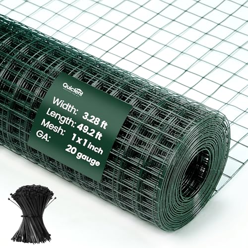 Quictent 1 inch Hardware Cloth for Chicken Coop 40in x 50ft 20 Gauge, Dark Green Vinyl Coated Chicken Wire Mesh, Predator Proof Chicken Fence, Garden Netting - color: 1" (Large Mesh), size: 50 FT