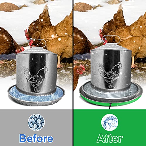 Hortsun 2 Pcs Chicken Water Heater 110V 38W Heated Base for Winter, Green | Poultry Drinker Base, Reaches 140F Surface Temp, Electric Deicer Prevents Freezing, Keeps Waterer Liquid in Cold Weather - color: Green