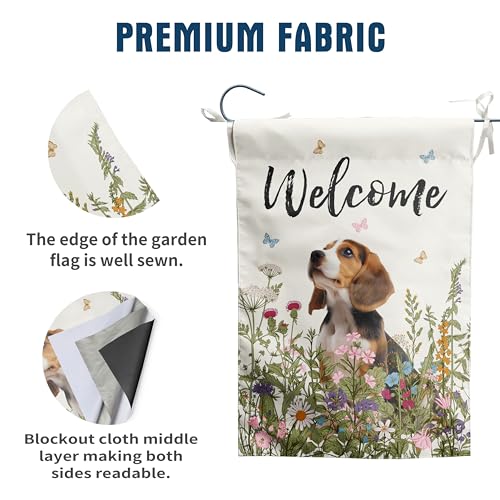 Floral Beagle Garden Flag Spring Summer House Flags 28 x 40 Double Sided Flower Dog Yard Flags for Outside Large Outdoor Welcome Flags - color: p-beagle