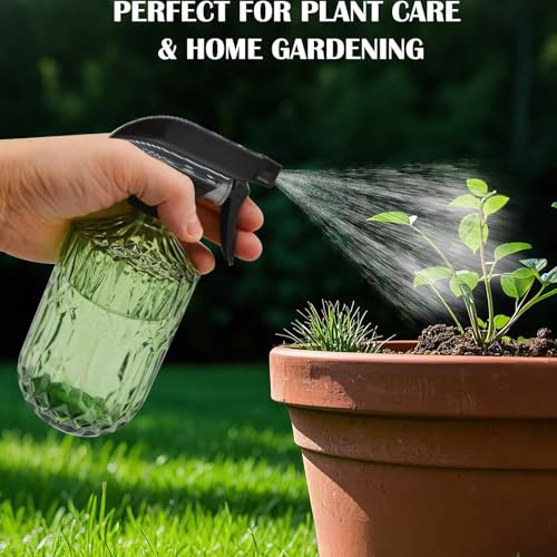 Plant Mister Fine Mist Water Spray Bottle for Plants | Handheld Glass Spray Bottles with Adjustable Nozzle - Indoor Flower Plant Gardening Cleaning- Light Green 0.43L/15.17oz
