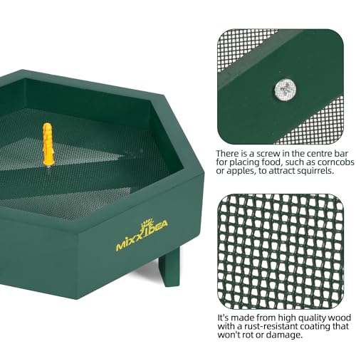 Ground Bird Feeder for Outdoors, Wooden Mesh Seed Tray for Bird Feeders, Great Attracting Garden Yard Decoration for Wild Birds Squirrels Chicken Dove, Green - color: Green