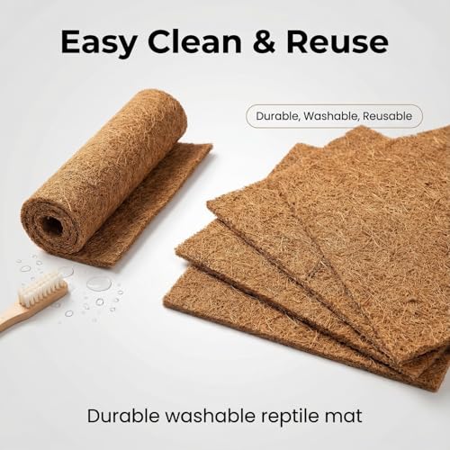 10Pcs Reptile Carpet Mat Chicken Coop Floor Liner Nesting Mat Natural Coconut Fiber Pet Mat Substrate Liner Terrarium Planter Liner for Lizard Turtle Snake Gecko Bearded Dragon Tortoise 12*12"