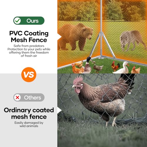 Large Chicken Coop Metal Chicken Runs for Yard 20x10x6.5 ft Chicken Coop with Cover Gallinero para Gallinas Heavy Duty Chicken Cage Rabbit Duck Quail Coop Lockable Door with Waterproof Anti-UV Cover - size: 240.0"L x 120.0"W x 78.0"H