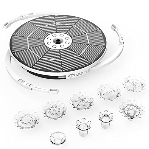 AISITIN 3.5W Solar Fountain with Lights & 1500mAh Battery Backup | Solar Powered Bird Bath Fountain with 6 Nozzles, Perfect for Ponds, Pools, Gardens, and Fish Tanks – Day and Night Use