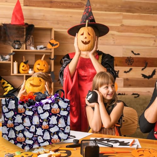 Rectangular Halloween Basket,Trick or Treat Basket for Boys and Girls,Waterproof collapsible storage box,Halloween Decor,Gift box(Purple Halloween) - color: Purple Halloweens