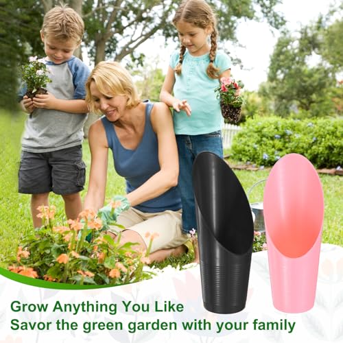 M METERXITY 6-Pack Bonsai Soil Scoops, Plastic Garden Soil Scoops Bucket Shovel Potting Scoopers for Transplanting/Flower/Plant Succulent, Colorful Small Gardening Tools [Green, Pink, Black] - color: Green, Pink, Black