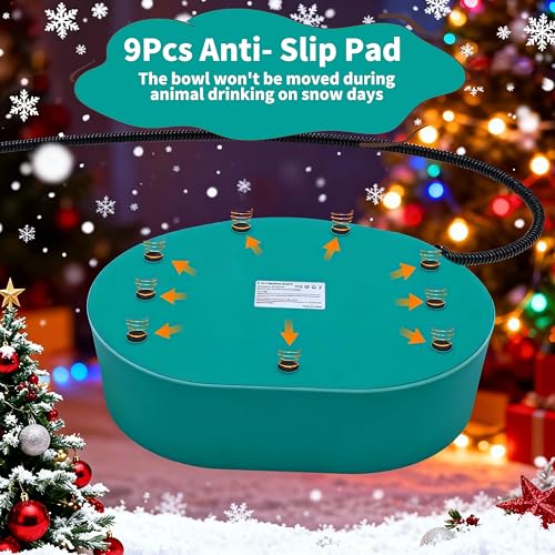 Heated Chicken Waterer, 125OZ Large Capacity Heated Water Bowl for Chickens Coop Dogs Cats Duck Rabbit, Outdoor Freeze Proof Poultry Waterer in Winter with Thermostatic Control