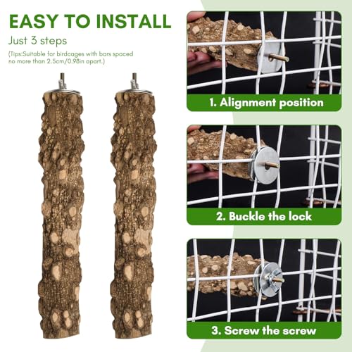 8pcs Brid Perch Bird Cage Accessories 2 Natural Grape Stick Paw Grinding Fork 6 Parrot Stand Bird Toys for Parakeets, Cockatiels, Conure, Budgies