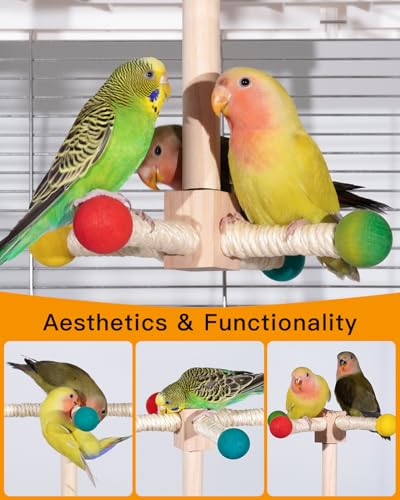 Bird Perch Toy, 360° Rotating Parrot Perch, Interactive Spinning Bird Cage Toy for Budgies, Cockatiels, Lovebirds, Parakeets and Small to Medium Birds