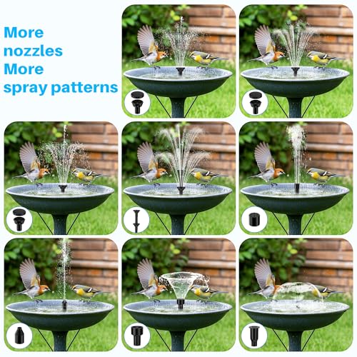 Biling 6.5W Solar Fountain for Bird Bath Attracts Birds with Flowing Water | Solar Water Pump with Multiple Nozzles, DIY Solar Water Feature for Garden Yard Small Fish Pond - size: 6.5W