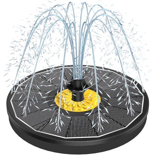 Yzert Solar Bird Bath Fountains,3.5W Glass Panel Solar Fountain Pump for Bird Bath No Battery,Solar Water Fountain Outdoor with 4 Fixed Pipes 7 Nozzles(Black) - color: Black