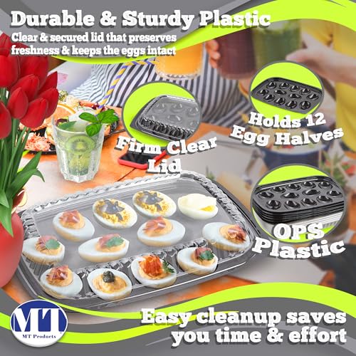 MT Products Clear Deviled Egg Containers Holds 12 Eggs 10.2" x 7.4" x 1" - Durable Egg Platter Tray (Pack of 12) - Made in the USA - size: 10.2 x 7.4 x 1 in