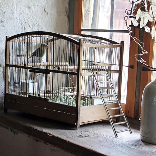 2Pack Stainless Steel Bird Ladders 9-Step Parrot Ladder Hanging Bird Cage Climbing Toys with Hooks Birds Exercise Toy for Parakeets, Parrots, Cockatoo，Rust-Resistant and Easy to Clean - color: 2 PCS