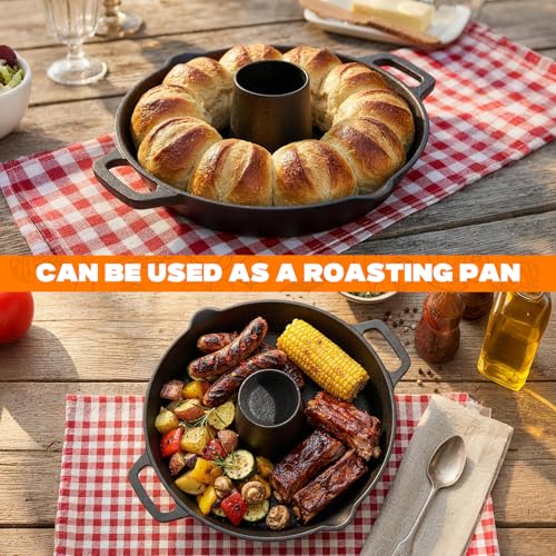 onlyfire Pre-Seasoned Cast Iron Chicken Roaster for Beer Can Turkey | Poultry Holder with Drip Tray for Beer Can Chicken, Vertical Stand for Grill, BBQ and Oven