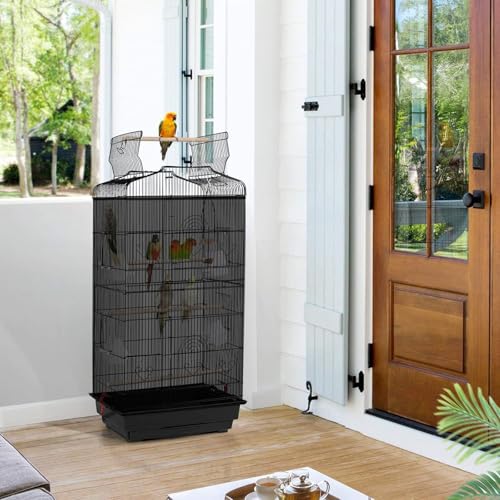 Large Bird Cage Seed Catcher Skirt, Parrot Parakeet Macaw Cover Black | Drawstring mesh skirt wraps parrot or parakeet cage so seeds and feathers stay off your floors and carpet(78.5 * 27.6in) - color: 78.5*27.6in-black