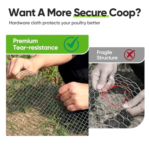 Quictent 1/2 inch Hardware Cloth for Chicken Coop 40in x 50ft 20 Gauge, Dark Green Vinyl Coated Chicken Wire Mesh, Predator Proof Chicken Fence, Garden Netting - color: 1/2" (Small Mesh), size: 50 FT