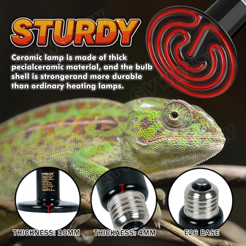 Non-Light Emitting Heating Ceramic Heat Emitter 0.25 inch-75mm - 50W Reptile Heat Lamp (2-Pack) for Terrariums, Brooders & Incubators, Turtle, Lizard, Bearded Dragon, Snake, Small Pets - E26 - color: 50 Watt, size: 75 mm