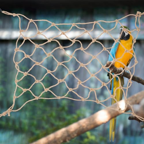 ORFOFE Bird Climbing Net Parrot Hanging Net Rope Hammock Pet Climbing Toy for Hamsters Parakeets Cockatiels Small Animals 21.65 X 17.32 in 4 Hooks