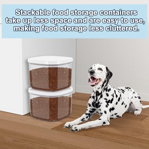 LEAWALK 5-8Lbs/5.28Qt/5L Airtight Dog Cat Food Storage Container and Pet Storage Bin BPA-Free. PET Clear Stackable Dog Treat Containers for Pet Food/Rice/Dry/Cereals/Flour/Sugar/Bread, etc (Medium - color: White (5L-1Pack)