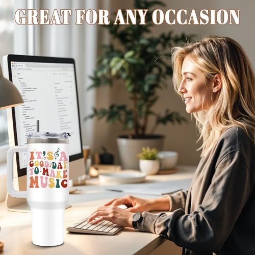 DUUV Music Tumbler 40oz, Insulated Inspirational Music Gifts for Women | Musics Lover Tumbler Leakproof, Musicial Student Gift for Musicians Singer Teacher, Birthday Gift for Guitar Players, 1 Pack - color: Creating Music