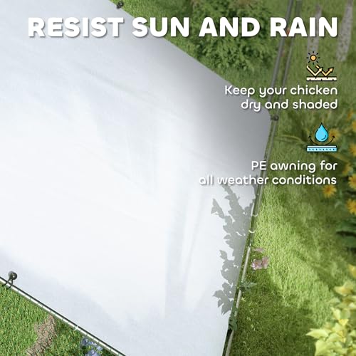 PawHut Large Chicken Coop w/ 420D Waterproof Anti-UV Cover 39' x 10' x 6.4' | Metal Chicken Run, Spire Shaped Walk In Fence Cage Hen House, Outdoor Yard Farm Use, 1" Tube Diameter - size: 472.4"L x 118.1"W x 76.8"H