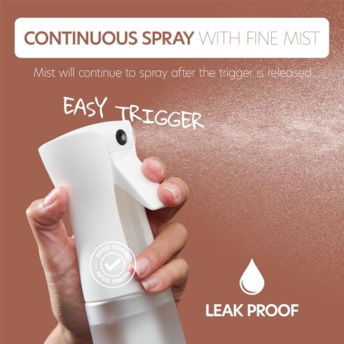 10 OZ Continuous Spray Bottles - Ultra Fine Mist Sprayer | Water Spray Bottle For Hair Stuff, Mister Spray Bottle For Plants Mister | Hair Spray Bottles For Hairstyling, Cleaning, Salons - color: White