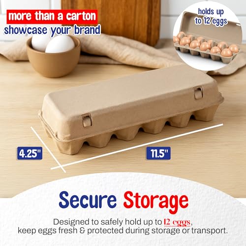 MT Products Natural Flat Top Egg Cartons 12 Count Pulp 20 Pack Made in USA | Flat top pulp cartons hold 1 dozen eggs. Sturdy, biodegradable, Made in USA. Ideal for farms and backyard hens.
