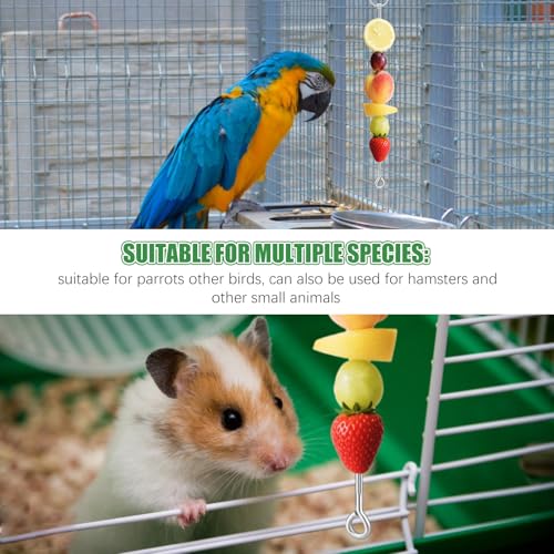3 Pcs Fruit Vegetable Bird Cage Feeder, Toys for Parakeets, Cockatiels, Conures and Small Animals, Bird Cage Accessories with Stainless Steel