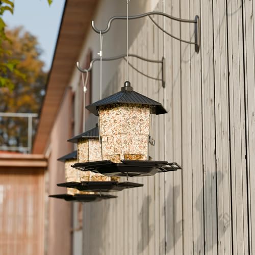 Hopper Bird Feeders for Outdoors Hanging,Black 455