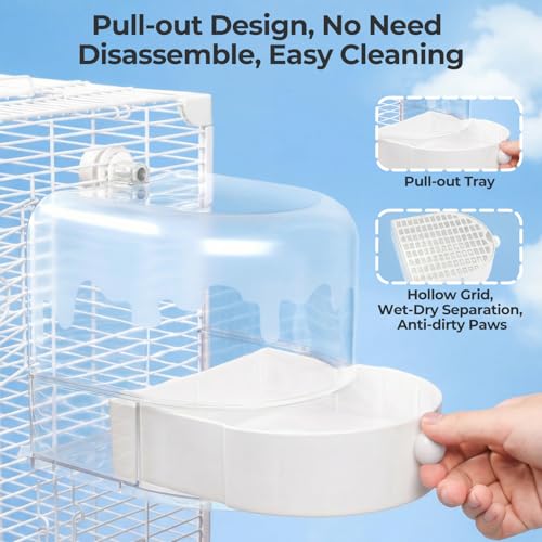 mini&moe Bird Bath for Cage, 4 in 1 Multifunction Birds House/Bath/Litter Box/Feeder Room, Bird Cage Accessories for Pet Birds Conure Budgies Cockatiels Lovebird,Finches, Parakeets, Mannikin, White - color: White