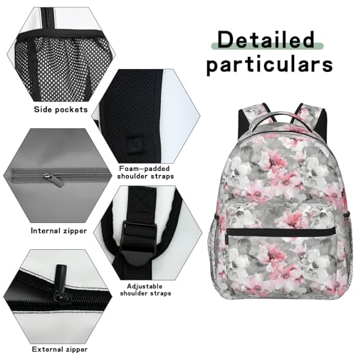 Watercolor Blossom Casual Backpack, Lightweight Laptop Bag Daypack, Pink Flower Backpacks for Women Men Teens Students, Elegant Floral Polyester Bookbag Gifts for School Work Travel Hiking - color: Blossom