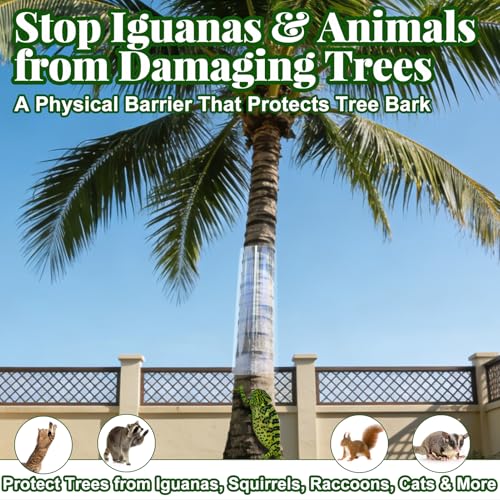 Iguana Tree Wrap 65" L X 16" W Squirrel Baffle for Bird Feeder Poles Plastic Tree Trunk Protector Guard Reusable Squirrel Guard Tree Wrap Clear Anti-Climbing Tree Barrier with Adhesive Tapes - size: 65x16IN