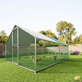 Large Metal Chicken Coop Walk-in Chicken Runs Outdoor Chicken Pen | w/Security Lock &Split Door 13x10 FT Large Space Hardware Waterproof Cover for all Weather,Galvanized frame for long time Use - size: 157.0"L x 119.0"W x 79.0"H