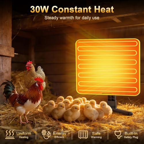 Brooder Plate for Chicks, 50–158℉ Chick Heat Plate with Smart Thermostat, UL Certified Radiant Heating Panel Brooder Heater, 180° Adjustable Angle & Hanging Design for Poultry Brooding & Chicken Coop